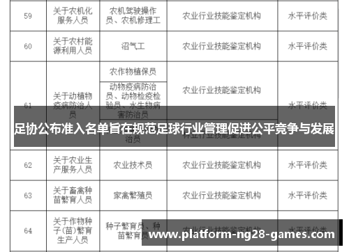 足协公布准入名单旨在规范足球行业管理促进公平竞争与发展